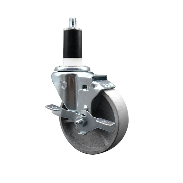 4'' Semi Steel Swivel 1-3/8'' Expanding Stem Caster with Brake